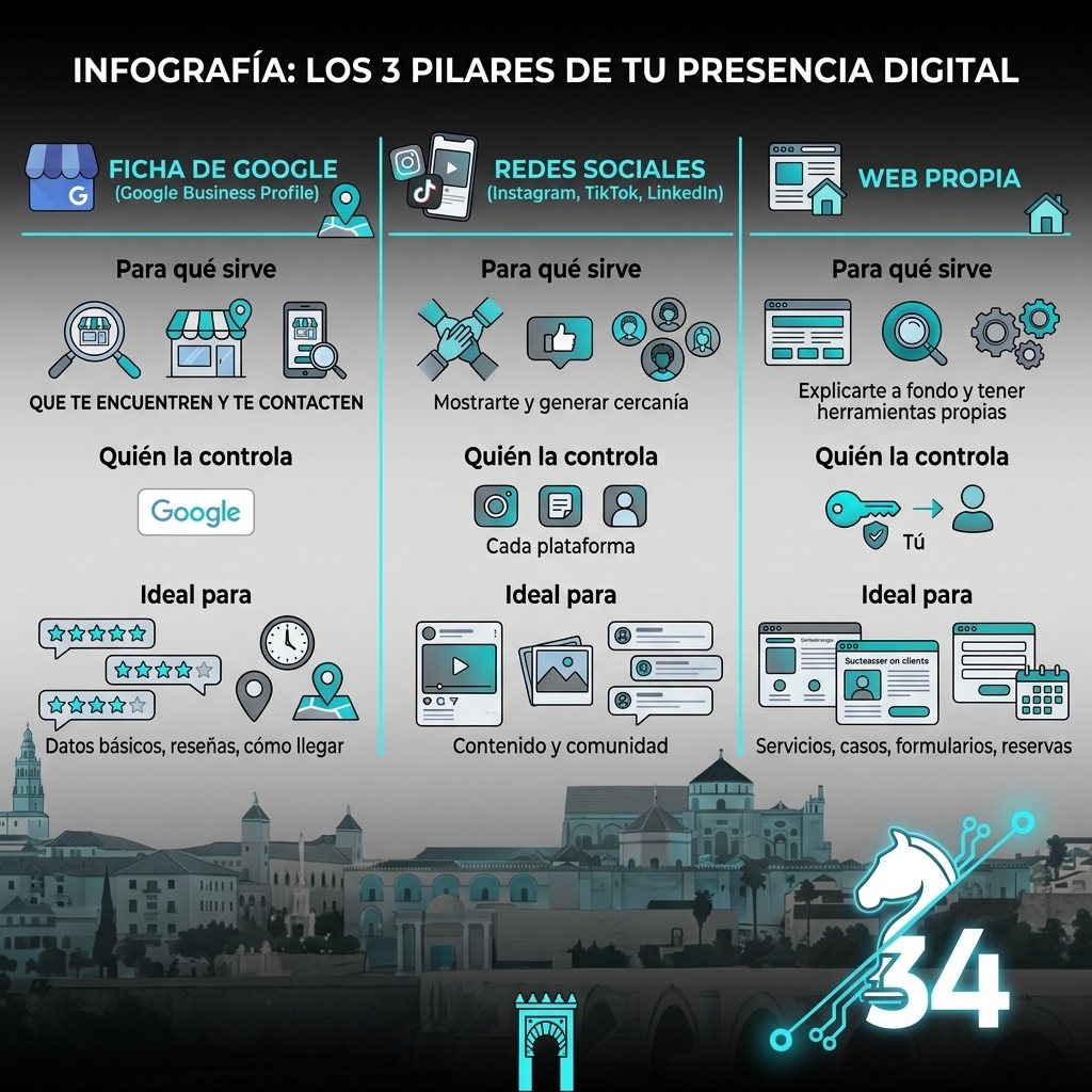 Ficha de Google, redes sociales y web: qué hace cada una por tu negocio